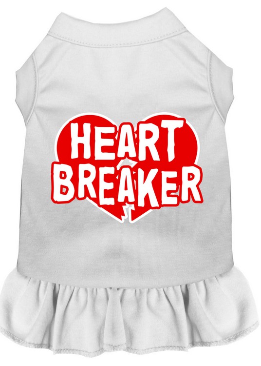 Heart Breaker Screen Print Dress White XS